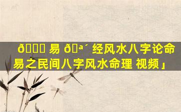 🍁 易 🪴 经风水八字论命「易之民间八字风水命理 视频」